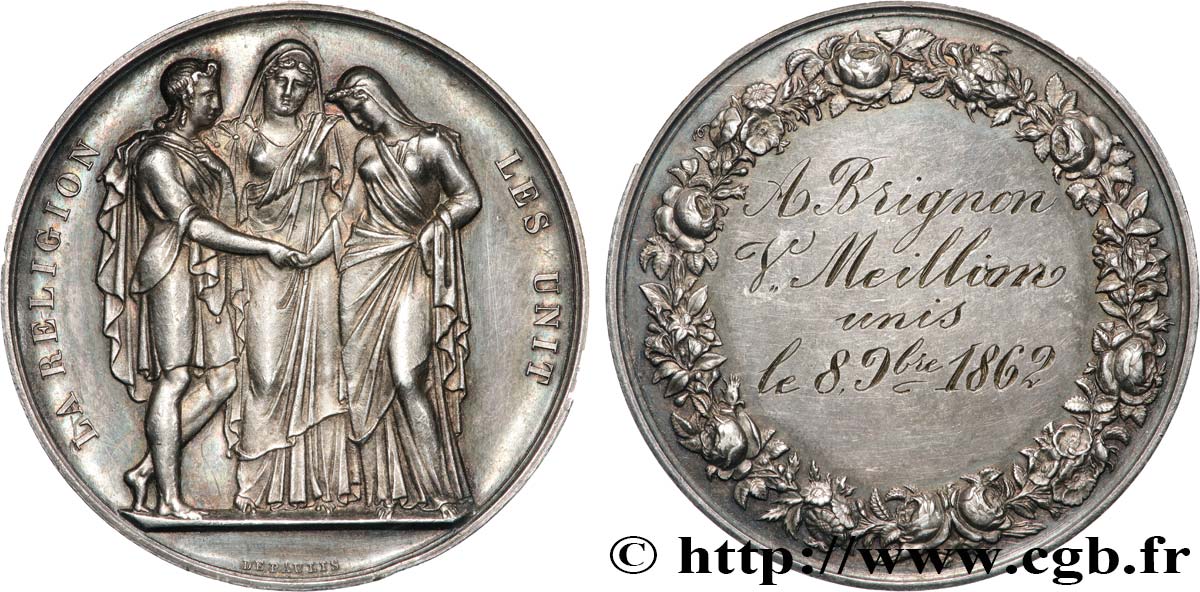 AMOUR ET MARIAGE Médaille de mariage, La Religion les unit q.SPL