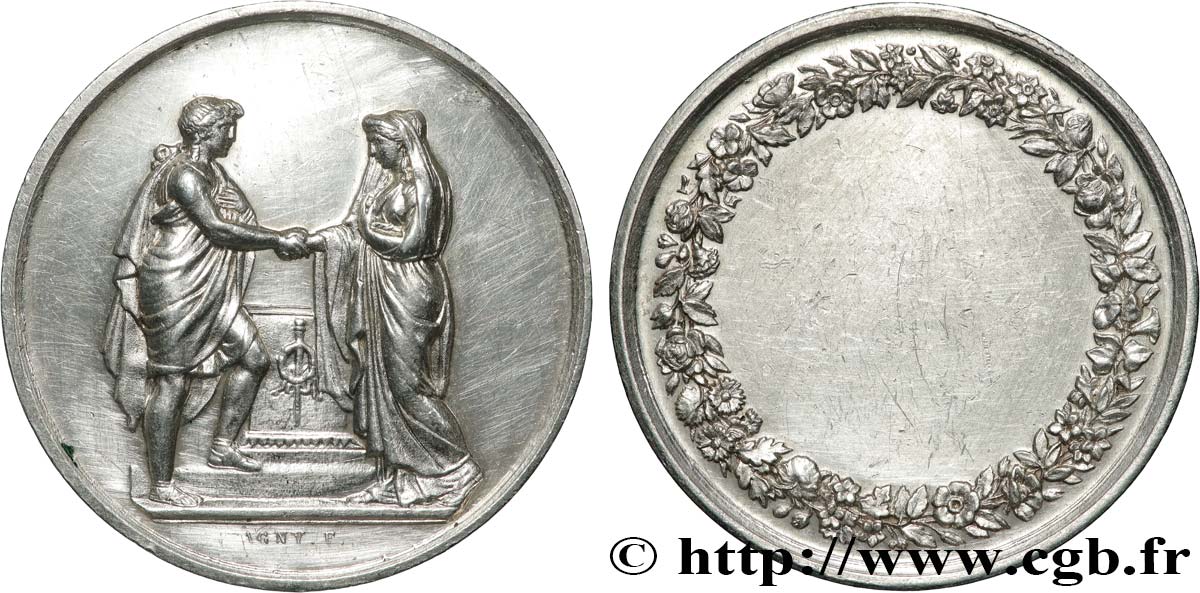 AMOUR ET MARIAGE Médaille de mariage, Couple antique q.SPL