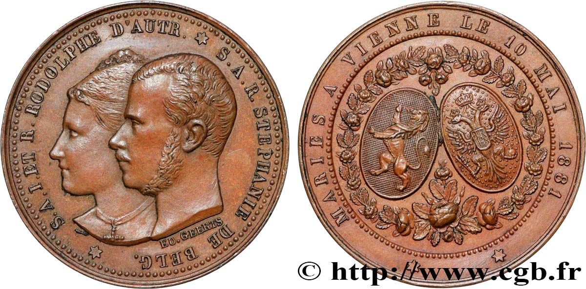 AUTRICHE - FRANÇOIS-JOSEPH Ier Médaille, Mariage de Rodolphe d’Autriche et Stéphanie de Belgique VZ