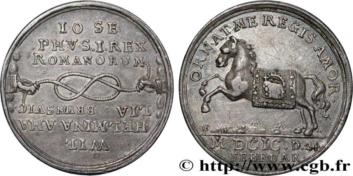 AUTRICHE - SAINT-EMPIRE ROMAIN GERMANIQUE - JOSEPH Ier Médaille, Mariage de Joseph Ier et Wilhelmine Amalie de Braunschweig Lünebourg TTB