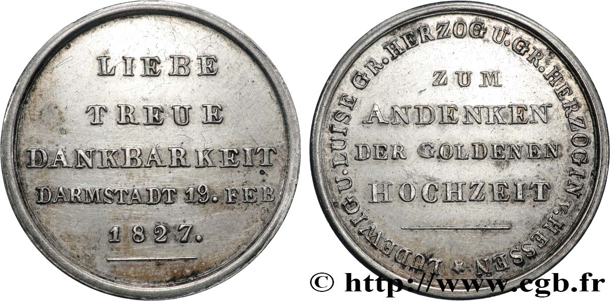 ALEMANIA - HESSE-DARMSTADT Médaille, Noces d’or de Louis X de Hesse-Darmstadt et Louise de Hesse-Darmstadt MBC+