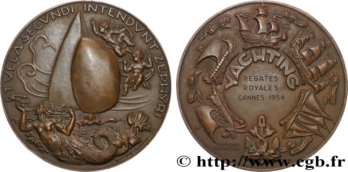 SEA AND NAVY : SHIPS AND BOATS Médaille, Yachting, Régates royales de Cannes AU