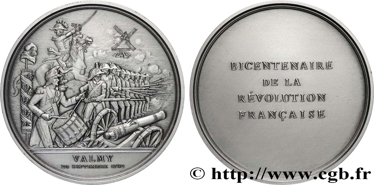 CINQUIÈME RÉPUBLIQUE Médaille, Bicentenaire de la Révolution, Valmy SUP