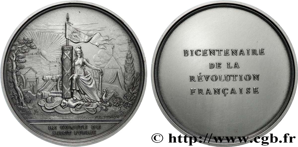 QUINTA REPUBLICA FRANCESA Médaille, Bicentenaire de la Révolution, Comité de Salut public EBC