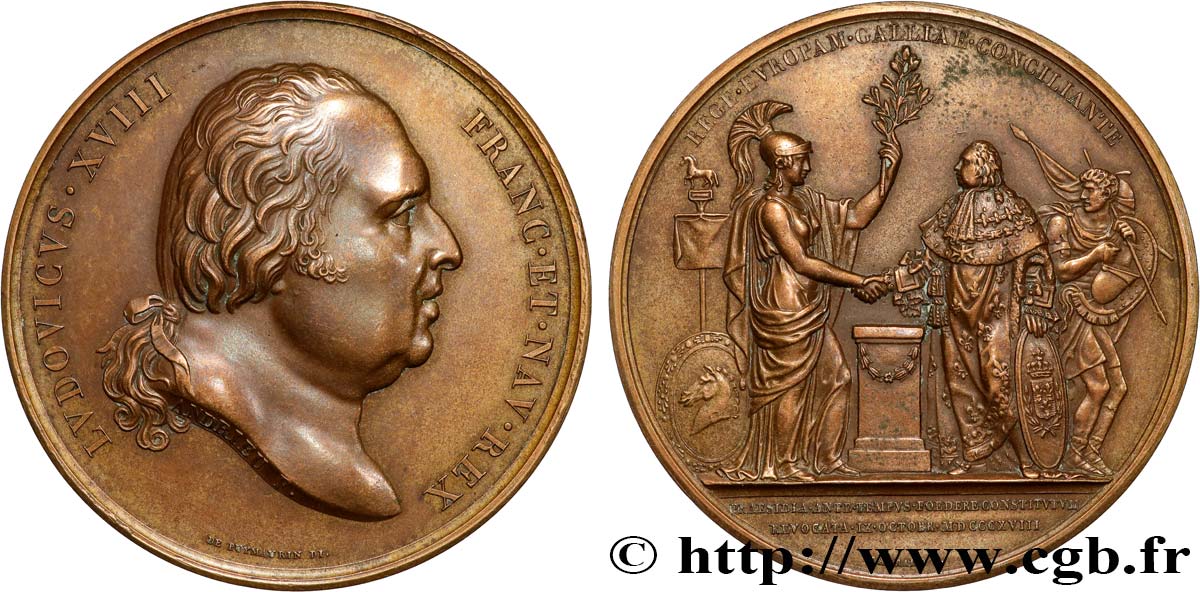 LUIGI XVIII Médaille, Retrait des troupes alliées q.SPL