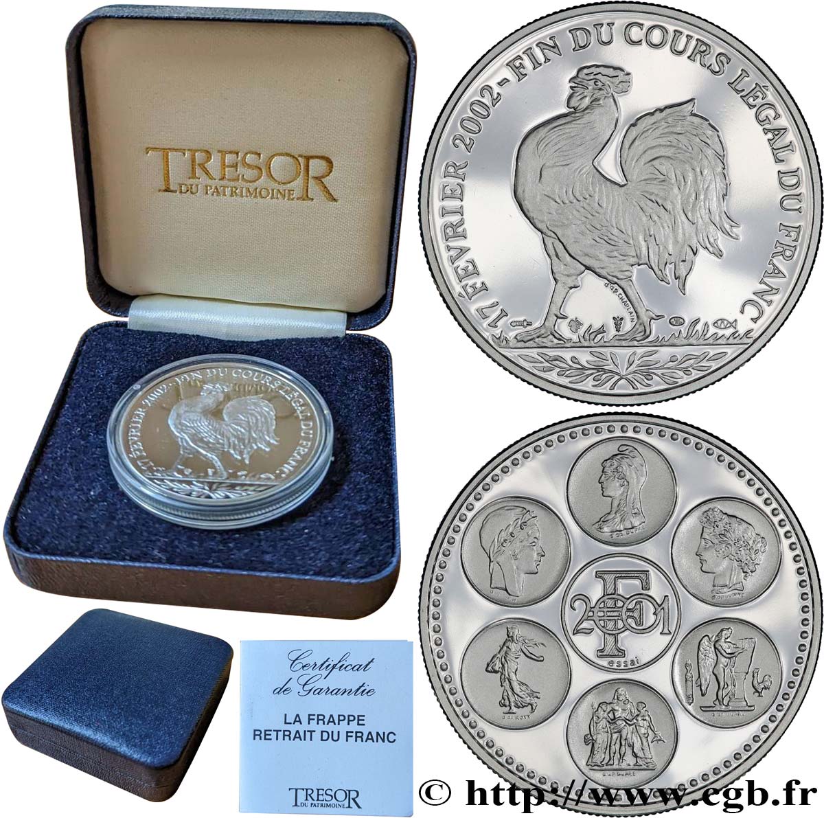 V REPUBLIC Médaille, Essai, Fin du cours légal du Franc Proof set