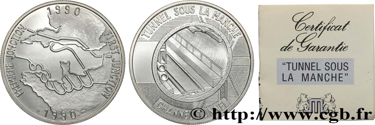 CINQUIÈME RÉPUBLIQUE Médaille, Tunnel sous la Manche, première jonction FDC