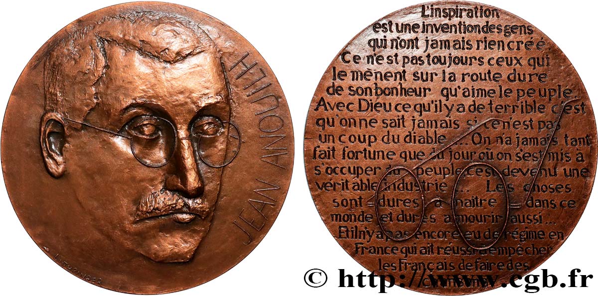 LITERATURE : WRITERS - POETS Médaille, Jean Anouilh AU