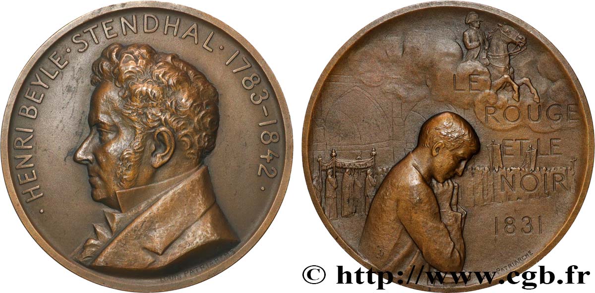 LITTÉRATURE : ÉCRIVAINS/ÉCRIVAINES - POÈTES Médaille, Henri Beyle Stendhal TTB+