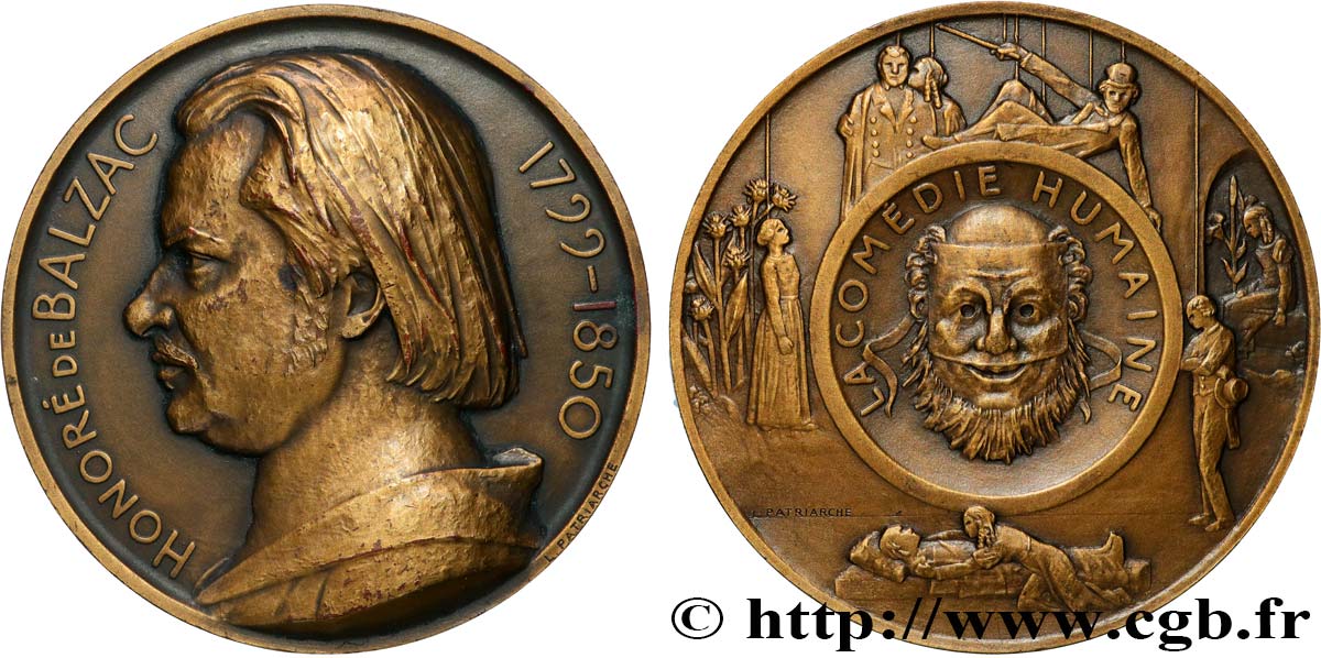 LITERATURE : WRITERS - POETS Médaille, Honoré de Balzac q.SPL