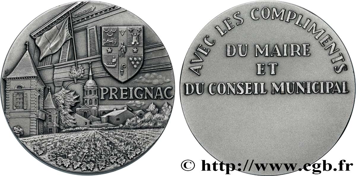 GIRONDE - VILLES Médaille, Avec les compliments du maire et du conseil municipal SPL