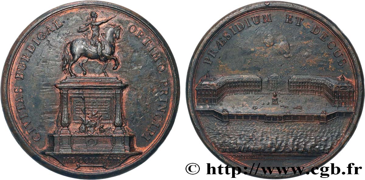 LOUIS XV DIT LE BIEN AIMÉ Médaille de la Place de la Bourse et de la statue équestre de Louis XV VF