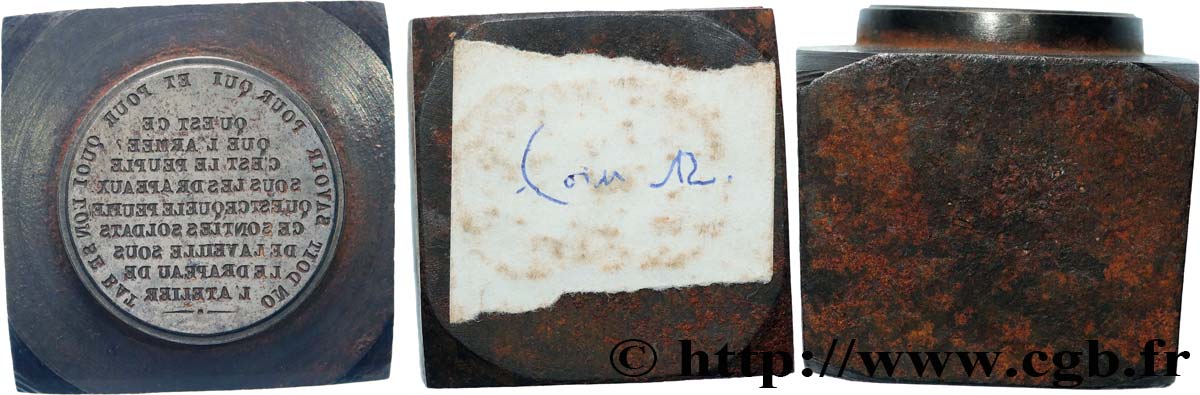 DEUXIÈME RÉPUBLIQUE Matrice du revers, An premier de la régénération sociale TTB+