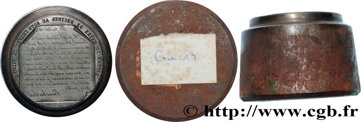 DEUXIÈME RÉPUBLIQUE Matrice du revers, Lettre du maire de Decines TTB