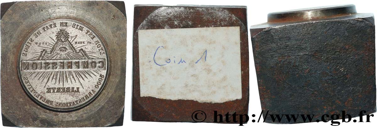 DEUXIÈME RÉPUBLIQUE Matrice du revers, Combat à la croix-rousse TTB+