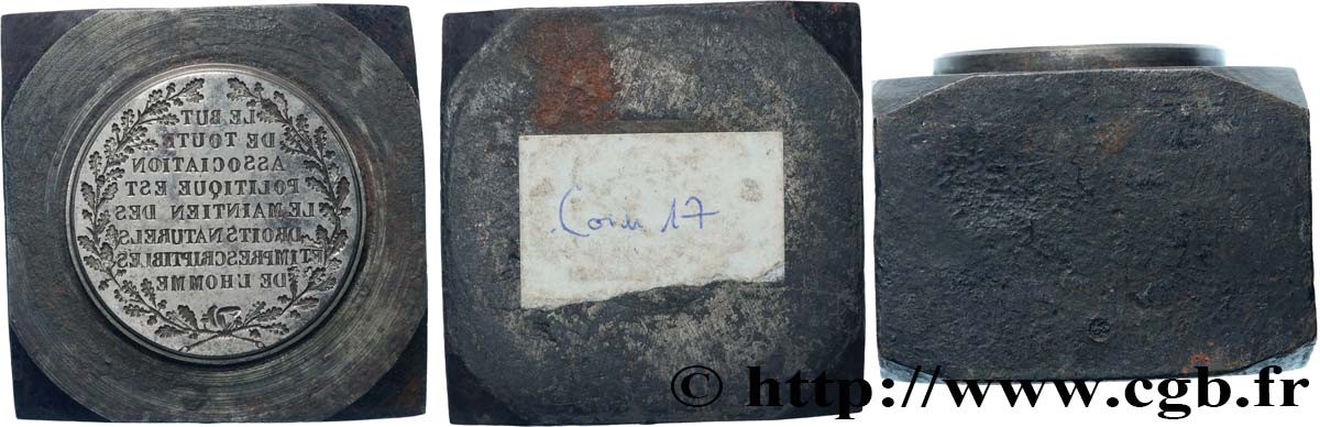 DEUXIÈME RÉPUBLIQUE Matrice du revers, Société ouvrière Les Voraces TTB+