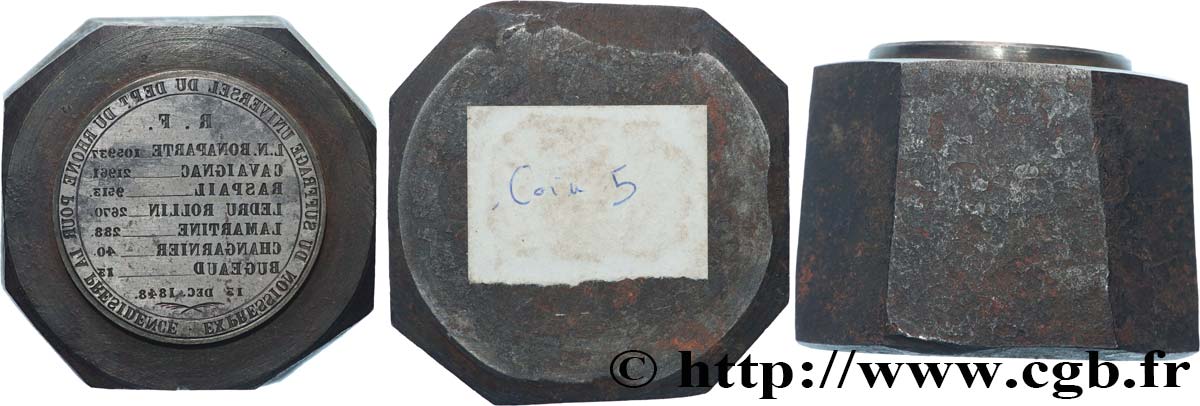 DEUXIÈME RÉPUBLIQUE Matrice du revers, Expression du suffrage universel TTB+