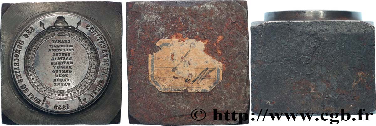 DEUXIÈME RÉPUBLIQUE Matrice de l’avers, Aux représentants, les Démocrates de Lyon BB