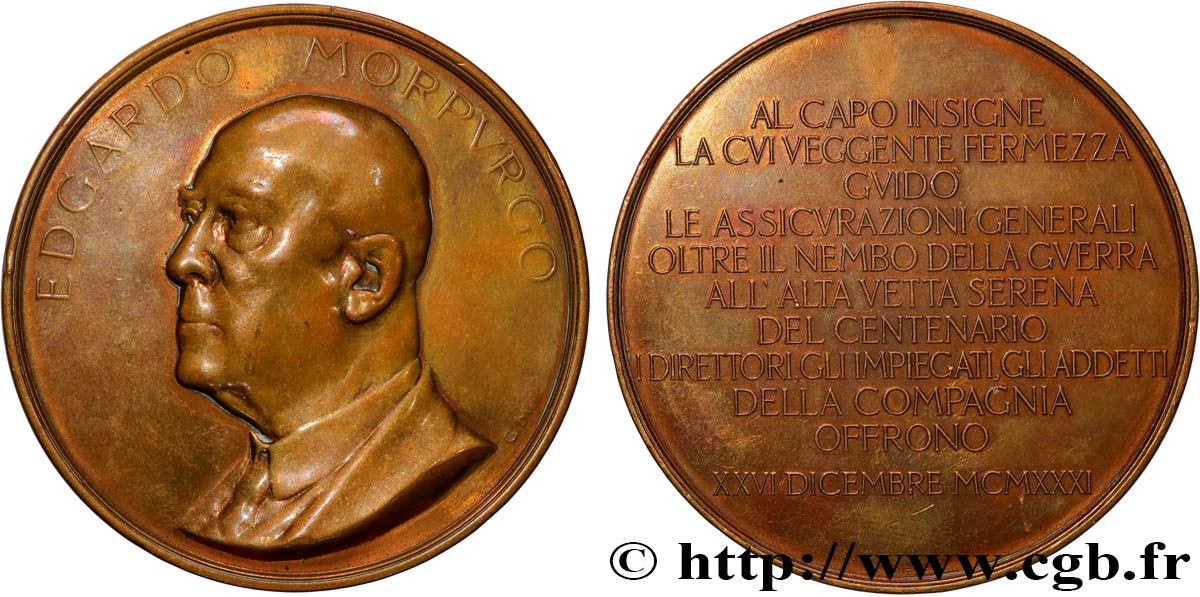 LES ASSURANCES Médaille, Edgardo Morpurgo BC+/MBC