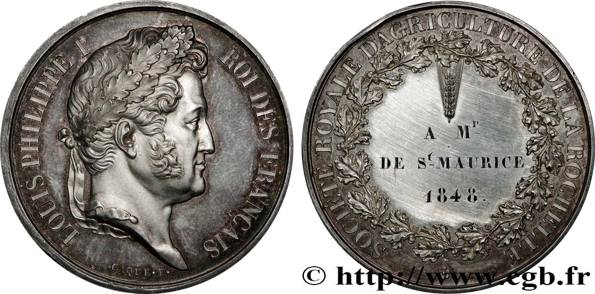 LOUIS-PHILIPPE I Médaille, Récompense, Société royale d’agriculture MS/AU
