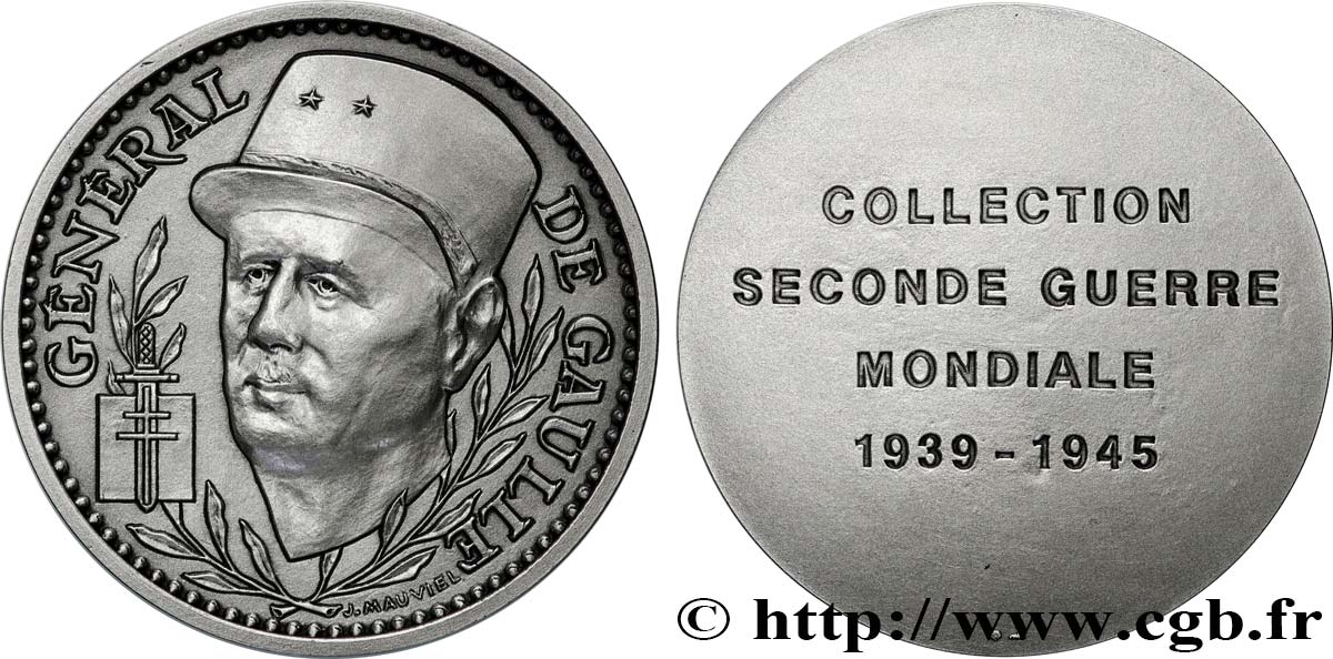 V REPUBLIC Médaille, Collection seconde guerre mondiale, Général de Gaulle AU