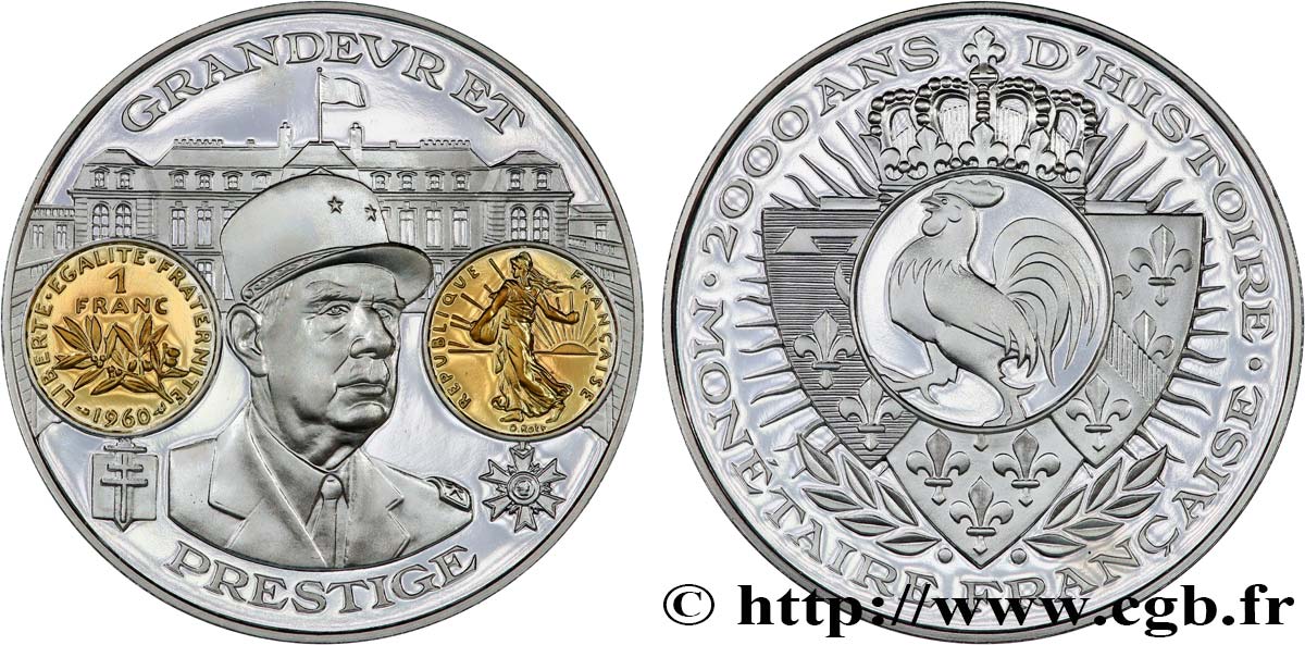V REPUBLIC Médaille, 2000 ans d’histoire monétaire française, le franc MS