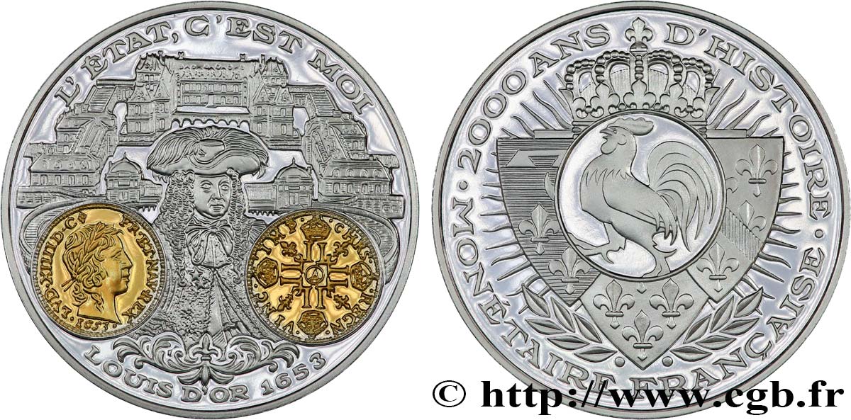 CINQUIÈME RÉPUBLIQUE Médaille, 2000 ans d’histoire monétaire française, le louis d’or SPL