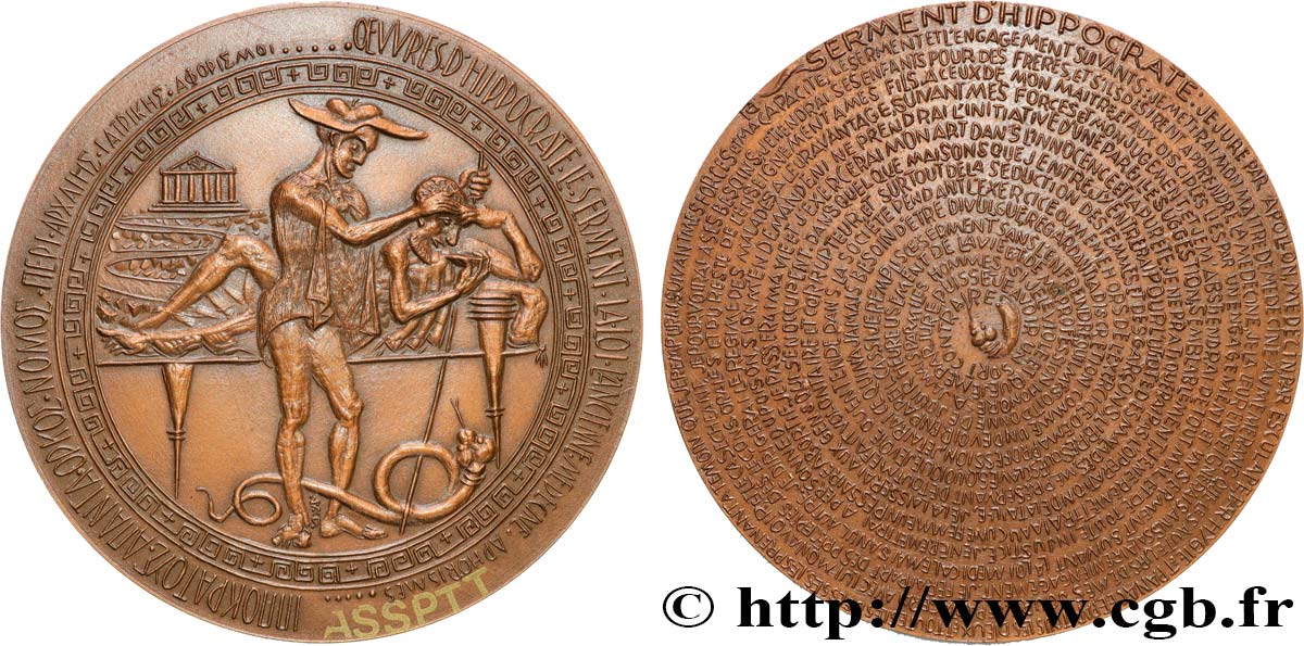 SCIENCES & SCIENTIFIQUES Médaille, Hippocrate et son serment fVZ/VZ