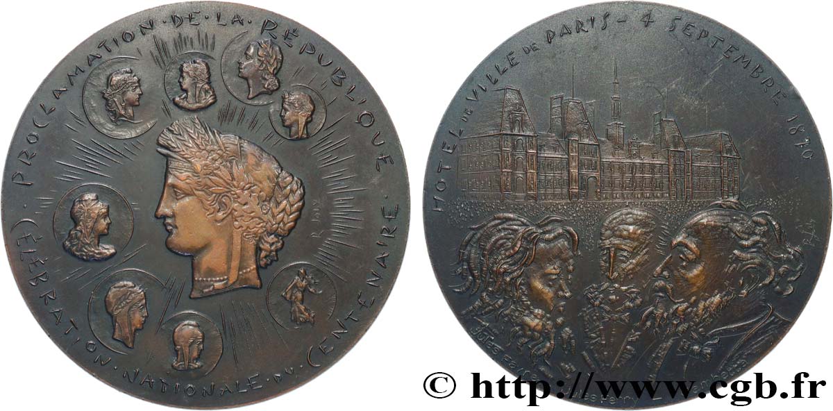 V REPUBLIC Médaille, Centenaire de l’Hôtel de Ville AU