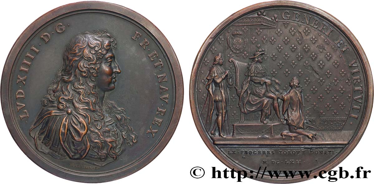 LOUIS XIV  THE SUN KING  Médaille, Promotion de 60 chevaliers de l’Ordre du Saint-Esprit, refrappe fVZ