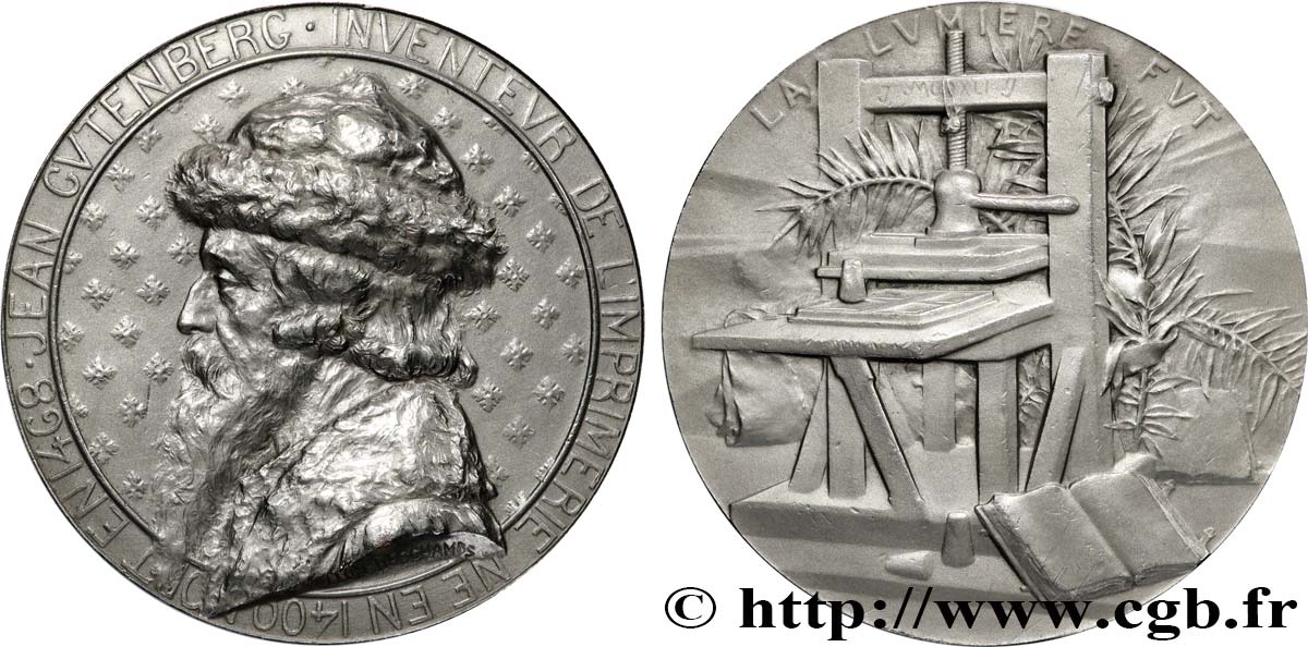 IMPRIMERIE ET PAPETERIE Médaille, Jean Gutenberg, inventeur de l’imprimerie q.SPL