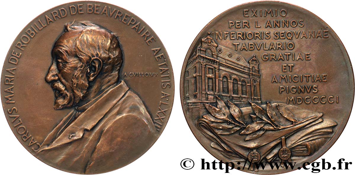 TROISIÈME RÉPUBLIQUE Médaille, Charles de Robillard de Beaurepaire TTB+