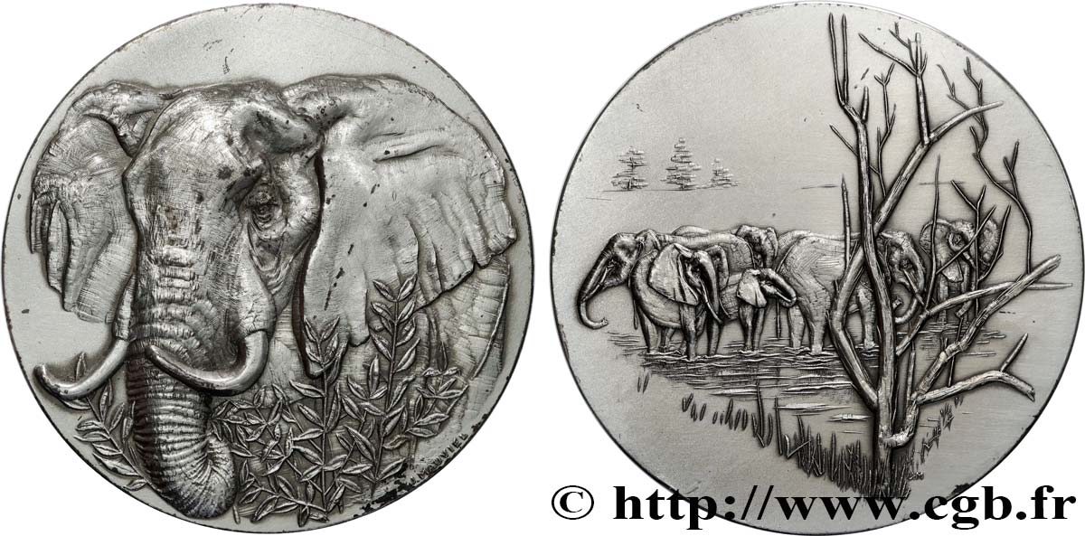 ANIMALS Médaille animalière - Éléphant q.SPL