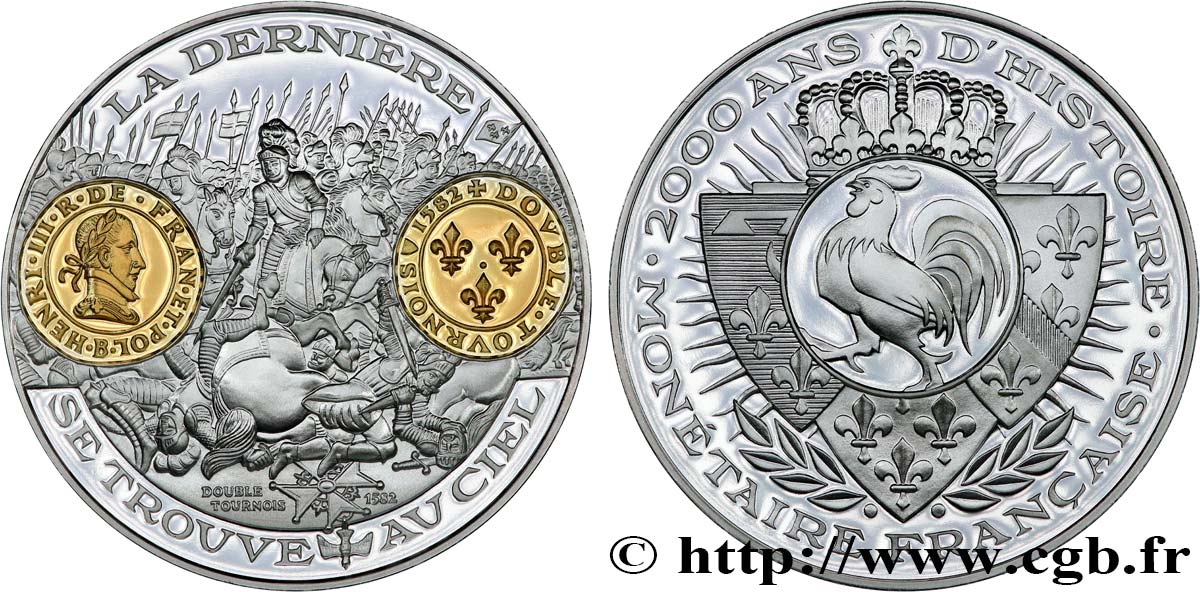 QUINTA REPUBLICA FRANCESA Médaille, 2000 ans d’histoire monétaire française, le double tournois SC