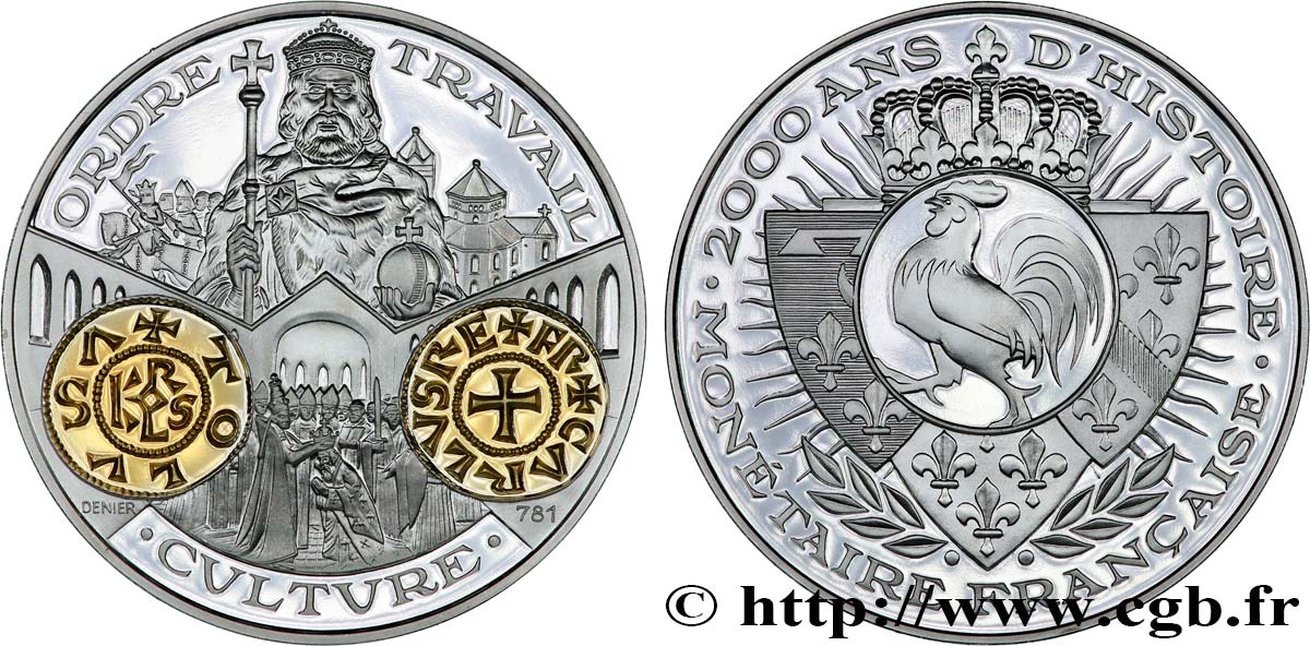 QUINTA REPUBLICA FRANCESA Médaille, 2000 ans d’histoire monétaire française, le denier SC