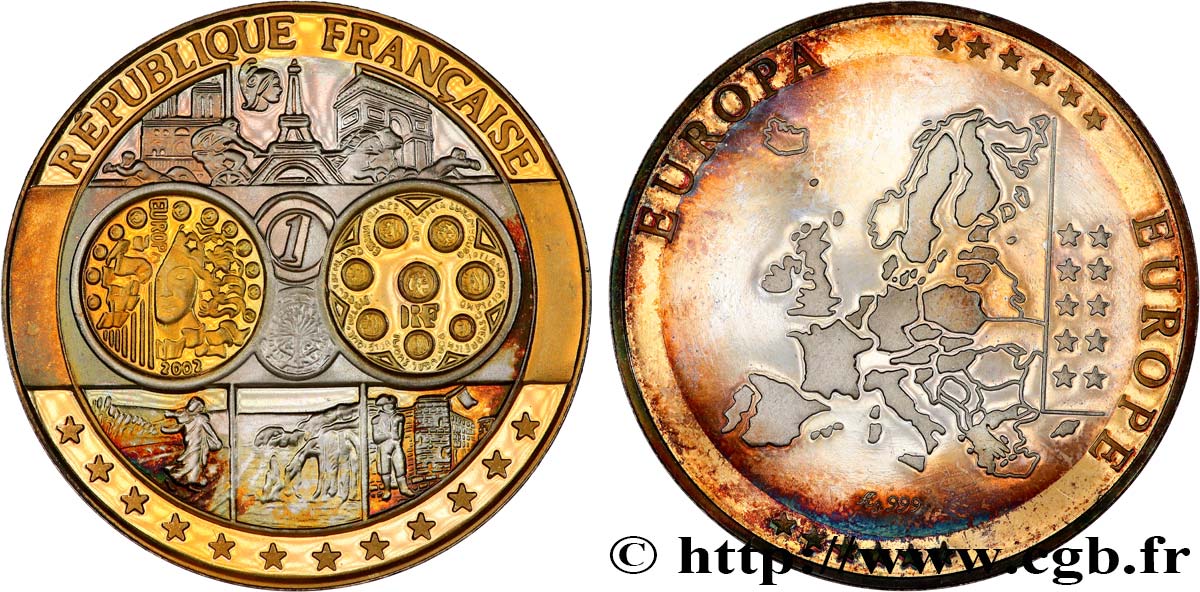 QUINTA REPUBLICA FRANCESA Médaille, Europe, République Française MBC+