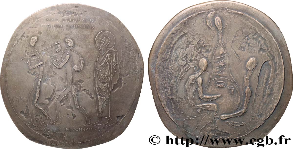 MÉDAILLES RELIGIEUSES Médaille, Les deux disciples d’Emmaüs, Exemplaire Éditeur VZ