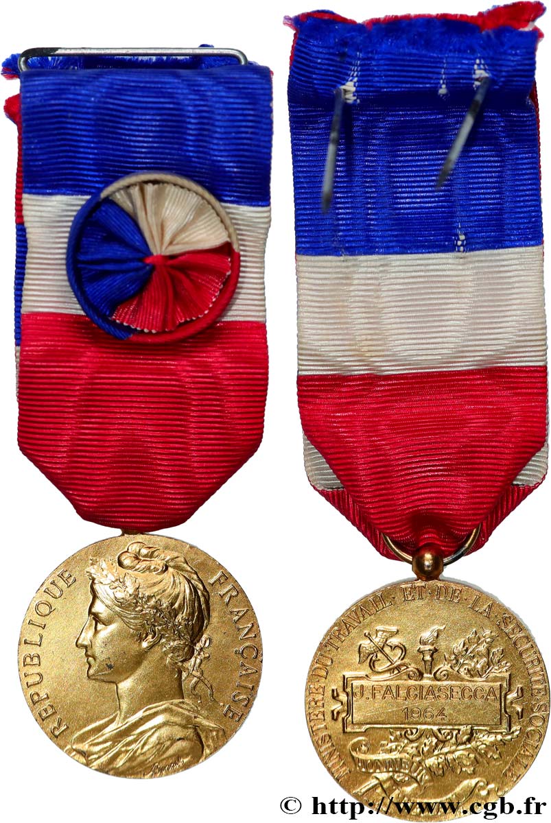 CINQUIÈME RÉPUBLIQUE Médaille d’honneur du travail, Ministère du travail et de la sécurité sociale, Vermeil TTB+