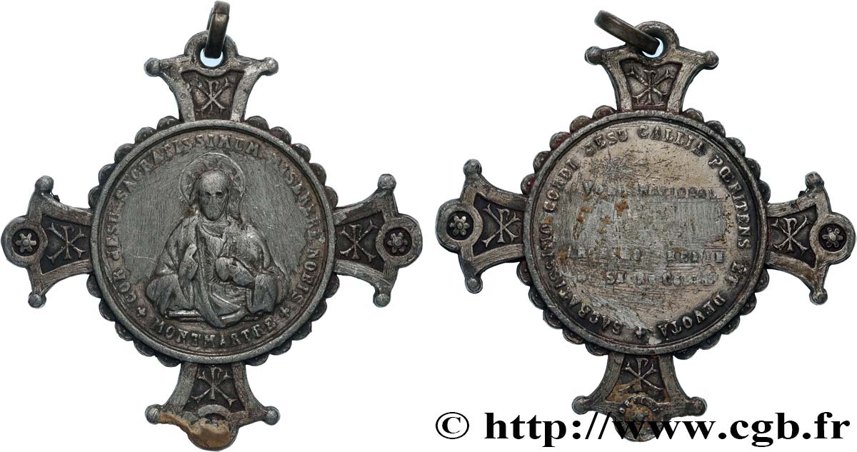 RARE ANCIENNE MÉDAILLE religieuse Sacré coeur de Marie / Jésus #50 EUR