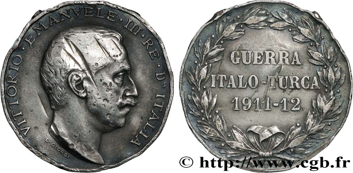 ITALIE - VICTOR EMMANUEL III Médaille, Guerre Italo-turque TB+