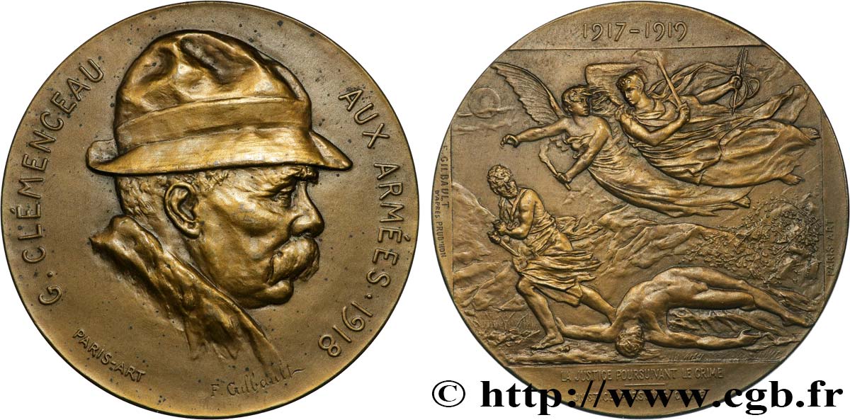 TROISIÈME RÉPUBLIQUE Médaille, Georges Clémenceau TTB+/SUP