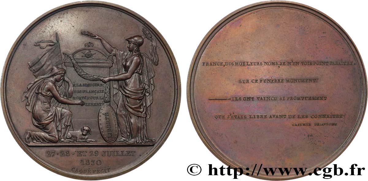 LOUIS-PHILIPPE - LES TROIS GLORIEUSES / THE THREE GLORIOUS DAYS Médaille, Honneur aux morts pour la France AU