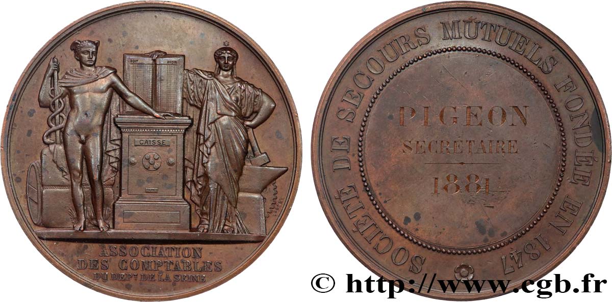 ASSURANCES Médaille de récompense, Société de secours mutuels, Association des comptables TTB+