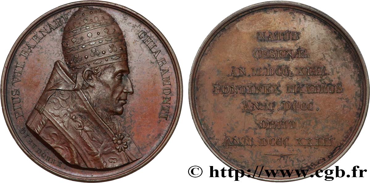 ITALIE - ÉTATS DU PAPE - PIE VII (Barnaba Chiaramonti) Médaille, Vie et mort de Pie VII SUP