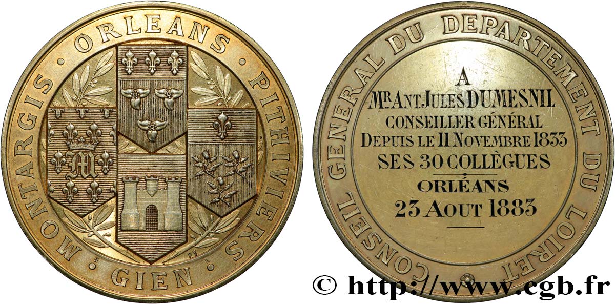 DRITTE FRANZOSISCHE REPUBLIK Médaille de récompense, Conseil général du département fVZ