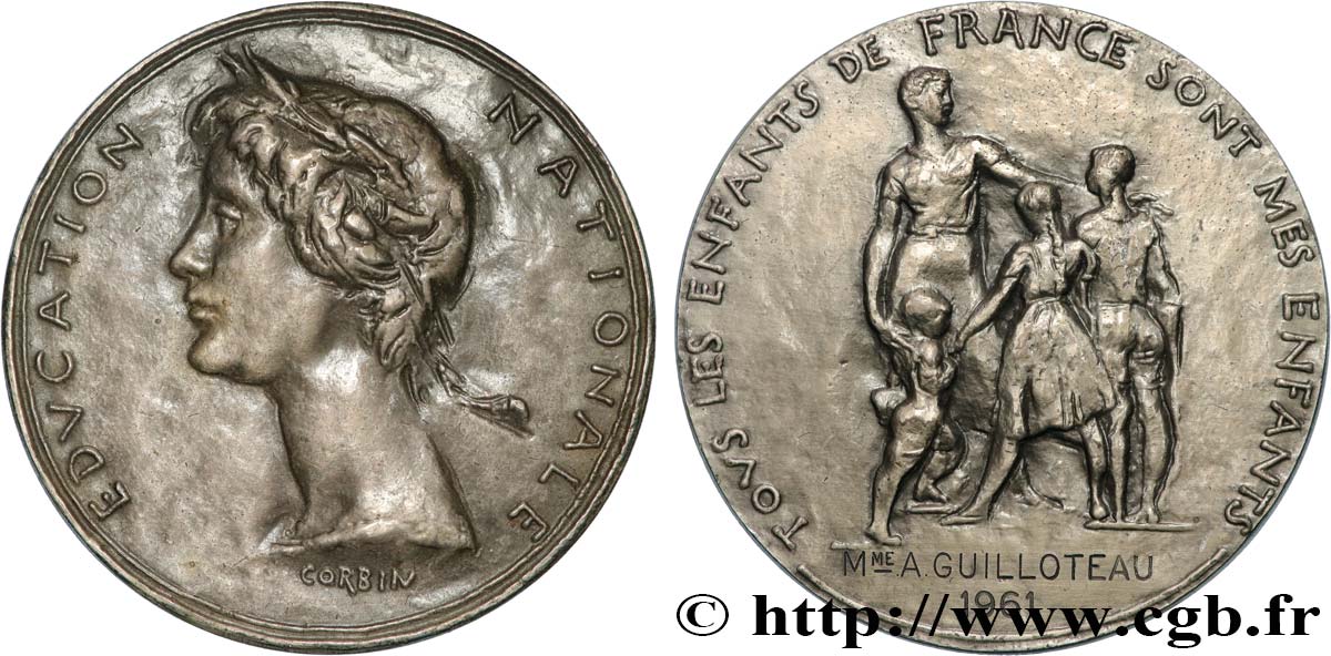QUINTA REPUBLICA FRANCESA Médaille, Éducation Nationale EBC