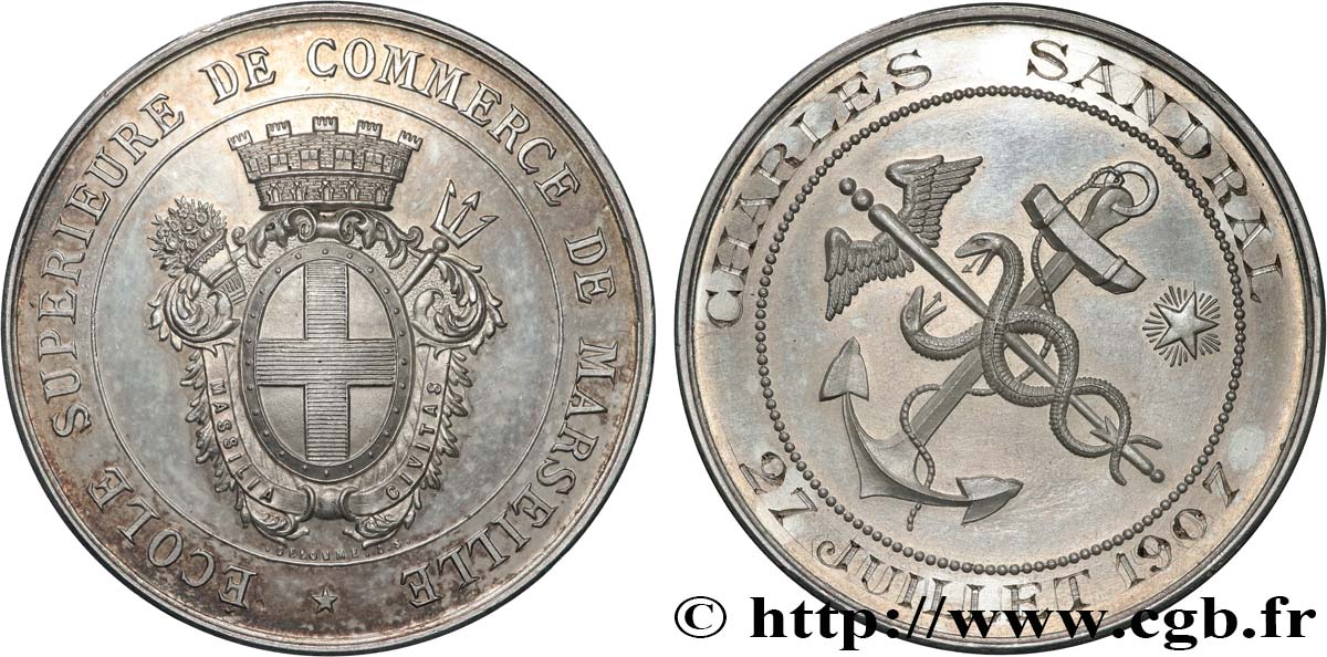 TROISIÈME RÉPUBLIQUE Médaille, école supérieure de commerce de Marseille SUP/SPL