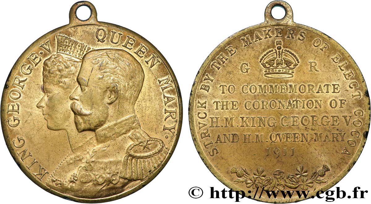 ANGLETERRE - GEORGES V Médaille, Commémoration du couronnement EBC