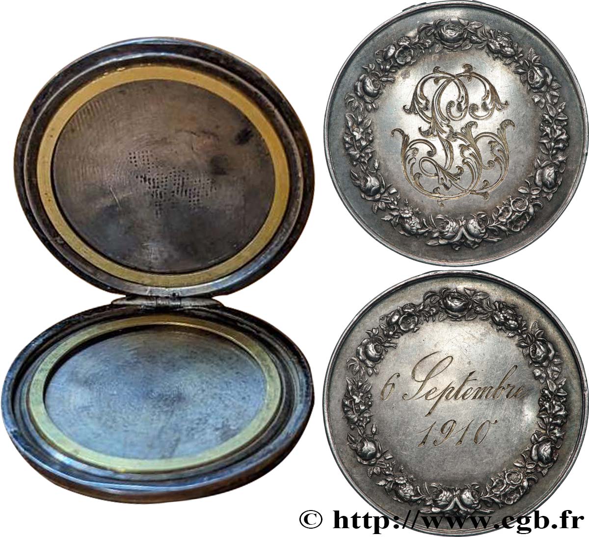AMOUR ET MARIAGE Médaille de mariage transformée en boîte fVZ