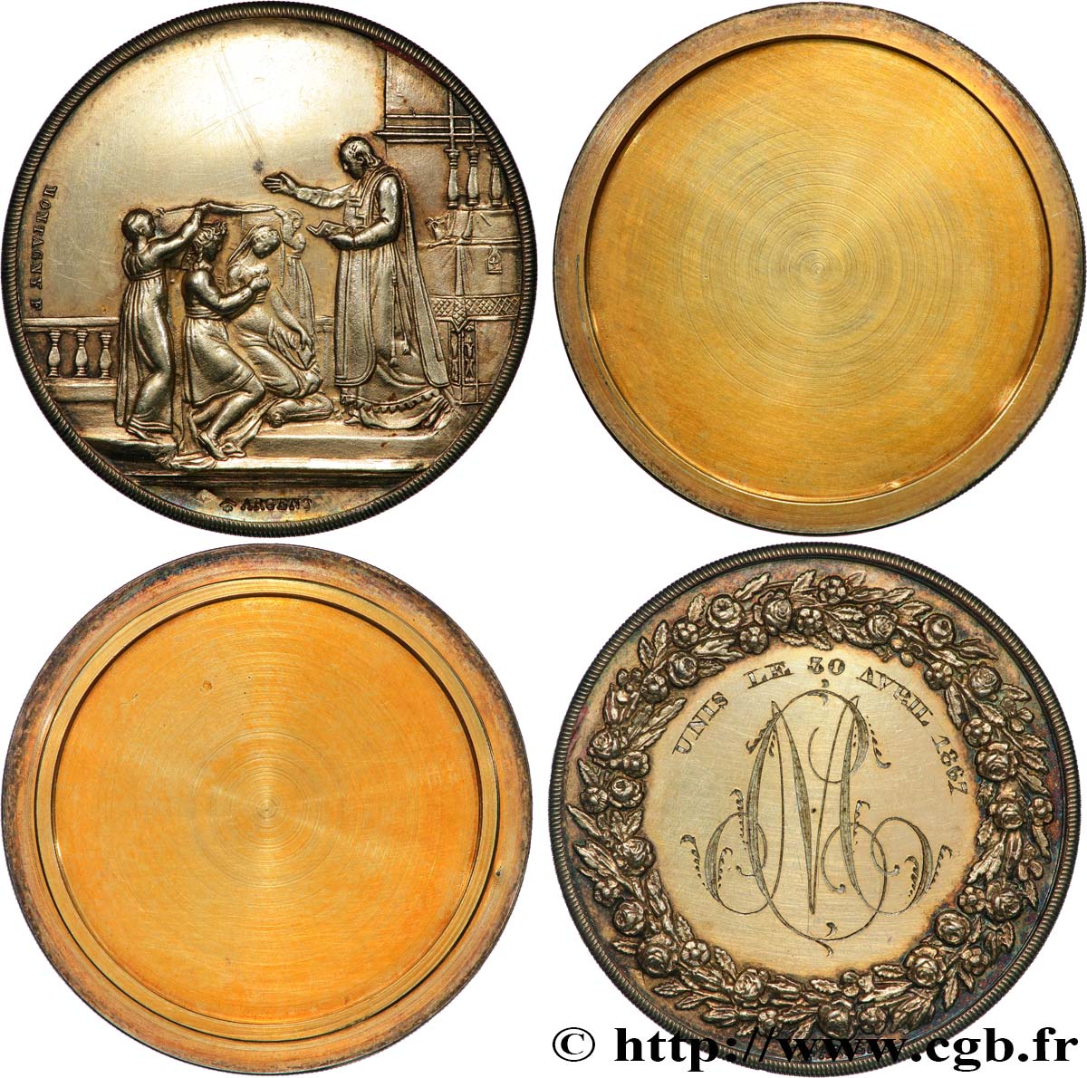 AMOUR ET MARIAGE Médaille de mariage transformée en boîte fVZ
